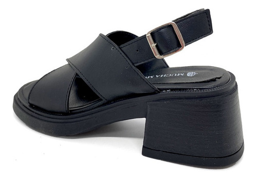Imagen 3 de 6 de Sandalias Mujer Zapato Hebilla Taco 6 Cm Cruzada Verano