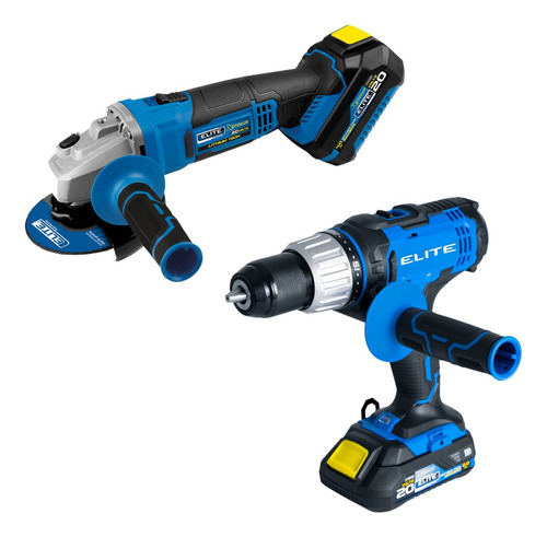 Combo Taladro Rotomartillo Elite + Esmeriladora Inalámbrico Color Azul Frecuencia 60