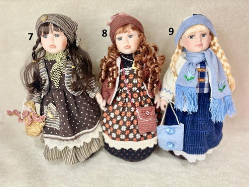 Imagem 3 de 6 de Boneca Porcelana Coleção Camponesa Porcelain Doll 40 Cm Luxo