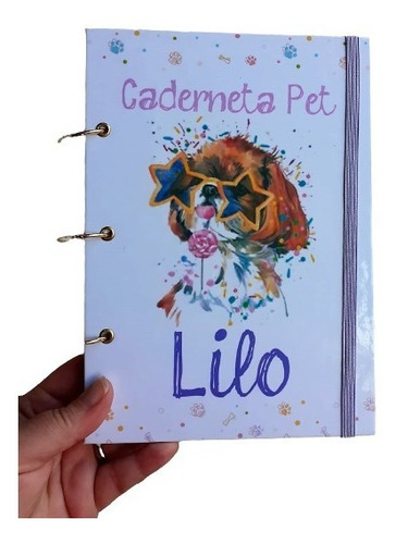 Caderneta De Vacinação Pet Personalizada Elástico E Argolas