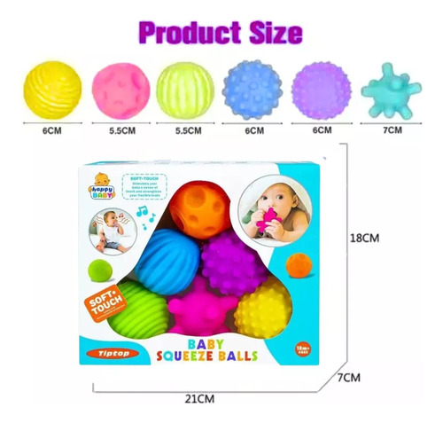 Soft Balls 6 Pelotas Sensoriales De Silicona Para Bebes