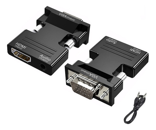 Convertidor Hdmi Hembra A Macho Vga Con Adaptador De Audio