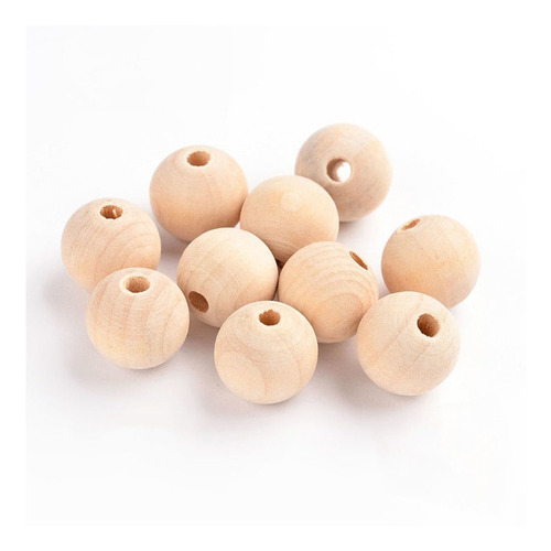 Perlas De Madera Natural Pelota Redonda .6cm