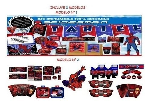 Kit Imprimible Spiderman Hombre Araña Tarjetas Patrones Caja