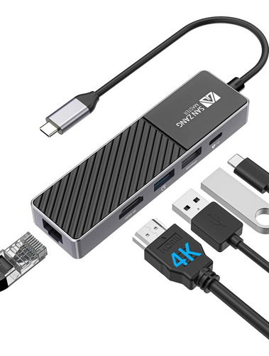 Adaptador Hub Tipo 5 C En 1 Zan Zang | X2 Usb, Hdmi, Rj45