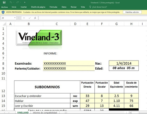 Test Batería Vineland 3 - Software Automatizado Para Informe