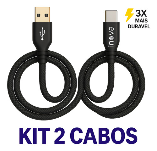 Kit 2x Cabo De Carregador Tipo C Samsung/xiaomi/iPhone 15/16