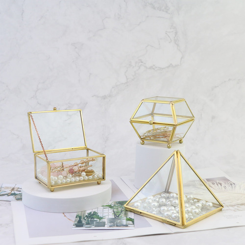 Caja De Cristal Con Tapa Decorativa Para Joyas Y Recuerdos O