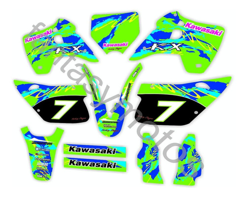 Calcos Kawasaki Kx125-250 93 Competicion Kit Completo Bridge