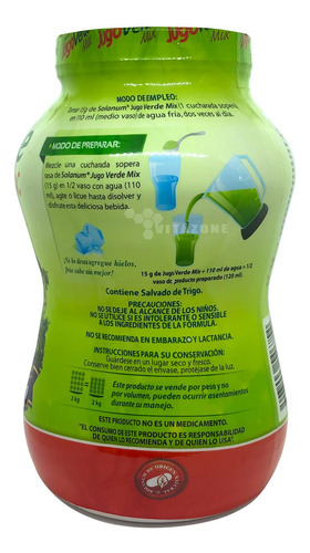Imagen 2 de 9 de Jugo Verde Mix Fibra Para Mezclar En Polvo 2 Kg Solanum