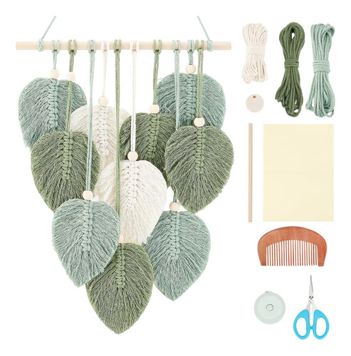 Kit De Macramé Pared Para Principiantes, Tapiz Hojas Y Pluma