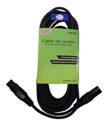 Cable Extencion Plug Cannon /jack Cannon Radox 080-852 6 Mts