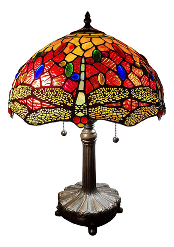 Amora Lampara Mesa Vintage Tiffany  Noche Cristal Rojo Luz