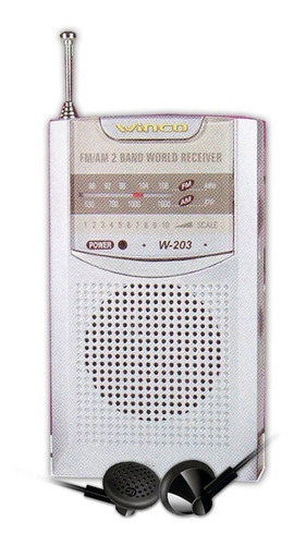 Radio Winco W-203 Am Fm Portatil Clip Cinto + Auric. Env/gra