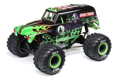 Camioneta A Control Remoto Monster 1/18 Mini Lmt 4x4 Brushed Color Verde Personaje Grave Digger