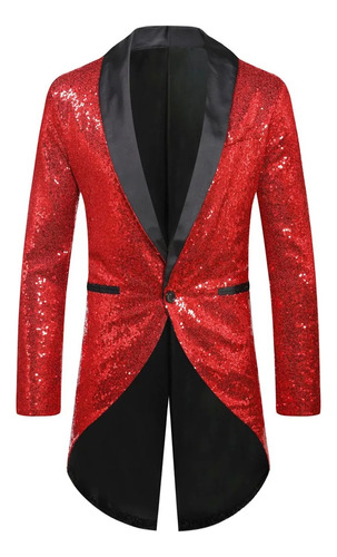 Blazer De Lentejuelas Brillantes Para Hombre, Largo