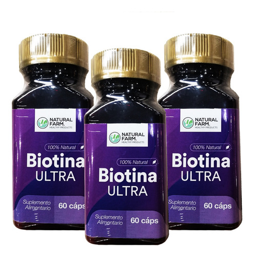 3 X Biotina Ultra 180 Caps Tto Uña Cabello Piel Envio Gratis