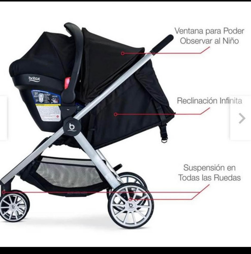 Coche Britax B-agile 3 Ruedas Negro/chasis Plateado (Usado)
