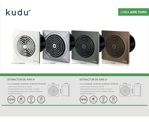 Extractor Aire Baño Blanco (150mm/6 Pul) Kudu