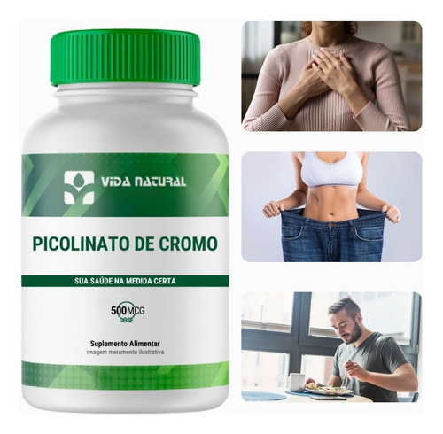 Picolinato De Cromo 500mcg, 120 Cápsulas - Vida Natural Sabor Sem Sabor