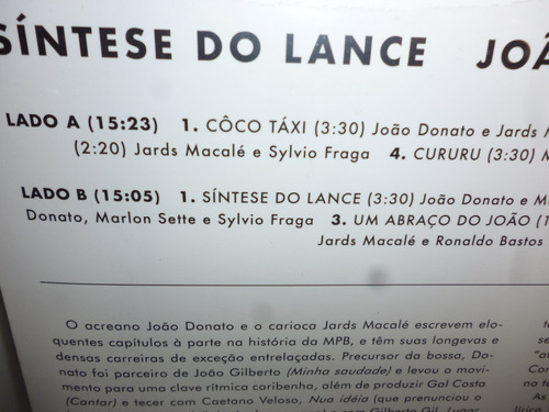 Lp João Donato & Jards Macalé - Síntese Do Lance Capa Dupla