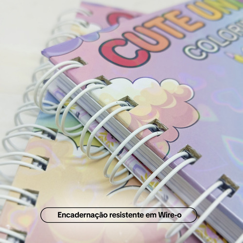 Livro De Colorir Unicórnios Fofos Capa Dura Colorido 50fls Desenhos Variados