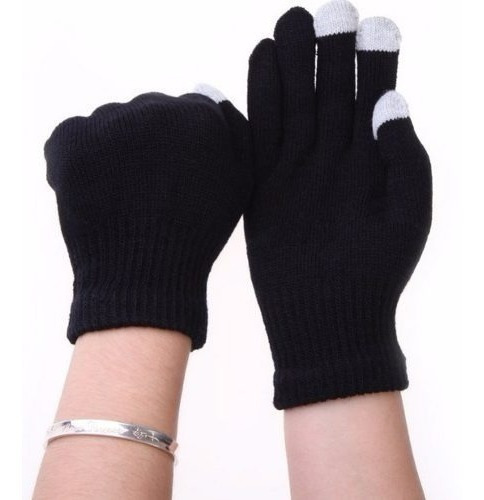 Guantes Touch Negros Fibra Acrílica Para Cel/tablet 10 Pzas