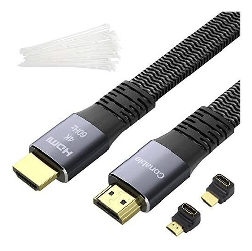 Kit Cable Hdmi Plano Pie Gbps Velocidad Trenzado Hz Hdr