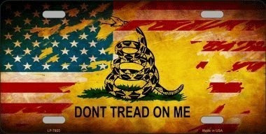 Don't Tread On Me American Flag Novelty Metal License Plate