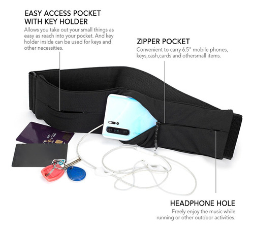 Slim Running Cinturón Bolsa Cinturón Pack Teléfono Titular D