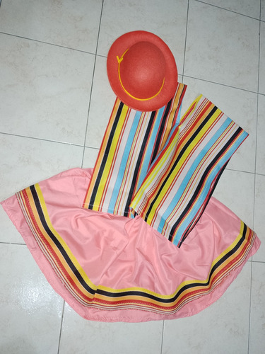 Pollera Poncho Sombrero Coya Disfraz Niña 