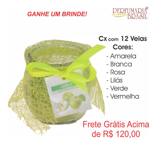 Caixa Com 12 Velas Aromaticas - Vidro Com Tule