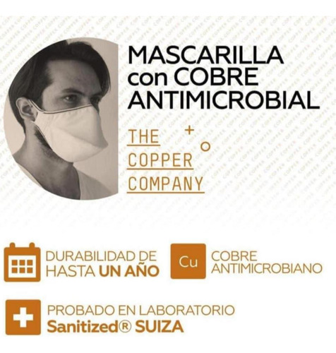Mascarilla Reusable Partículas Cobre Antimicrobial Talla M