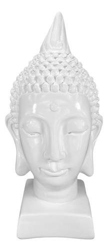 Estatueta Cabeça De Buda Hindu Com Base - Cor Branco