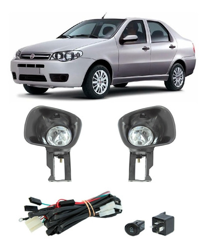 Kit Farol Milha Auxiliar Neblina Fiat Siena 2001 A 2003