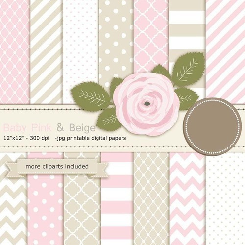 Kit Imprimible Baby Pink Beige 3 Clipart-14 Fondos