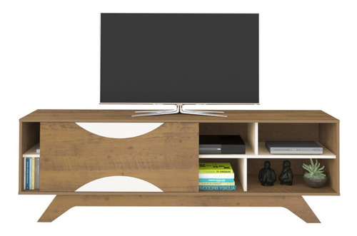 Mueble Mesa para Tv Bertolini Coral Pino Off White para 60"