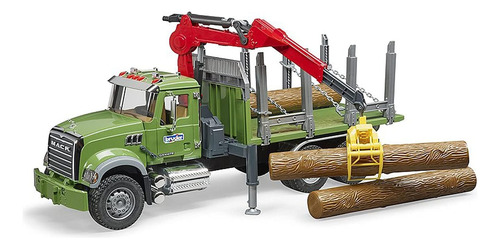 Camión De Madera Mack Granite Con Grúa De Carga Y 3 Troncos.