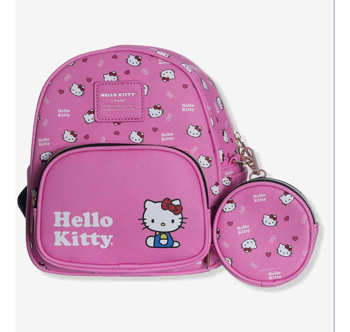 Bolsa Mochila Fashion Infantil C/ Bolsinha Hello Kitty