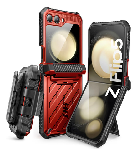 Funda Para Samsung Galaxy Z Flip 5 5g De Doble Capa Roja