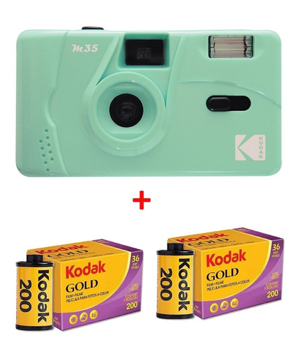 Película Verde De La Cámara 135 De Kodak M35 Con 2 Rollos De