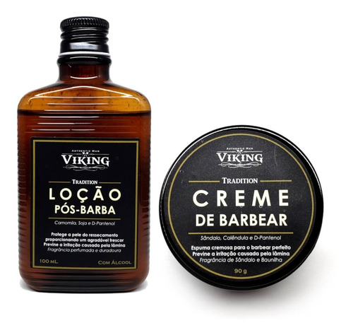 Kit Creme De Barbear E Loção Pós Barba Viking