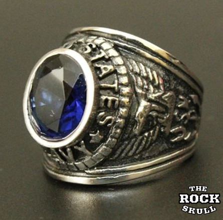 Anillo Piedra Azul Rock Acero Quirúrgico