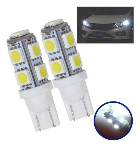 Lâmpadas Led Civic Lanterna Pingo 9 Leds Pingão T10 Branco