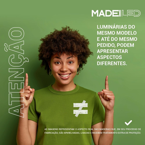 Pendente Led Perseu 12w Bivolt Madeira Maciça Com Corrente