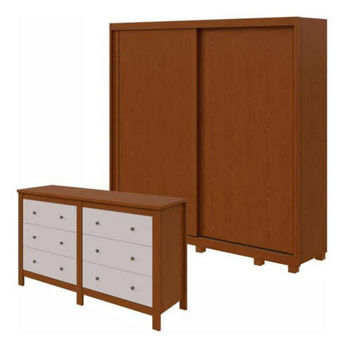 Conjunto De Guarda-roupa 2 Portas 4 Gavetas 100% Mdf Dawt