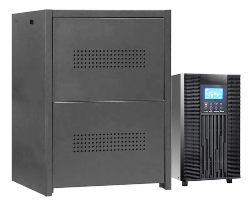 Ups 6000va y gabinete para banco de baterías 12v 18ah incluye baterías color negro completa Duaitek UPS6KVA-COMBO