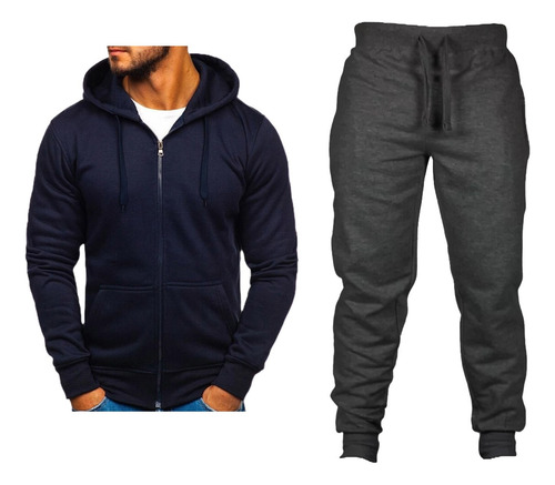 Conjunto Campera Canguro Algodon + Babuchas Unisex Gimnasio