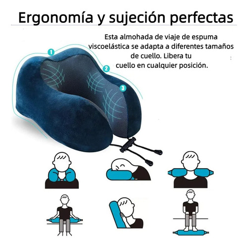 Almohada Para Cuello De Viaje Espuma Viscoelástica 4 Piezas