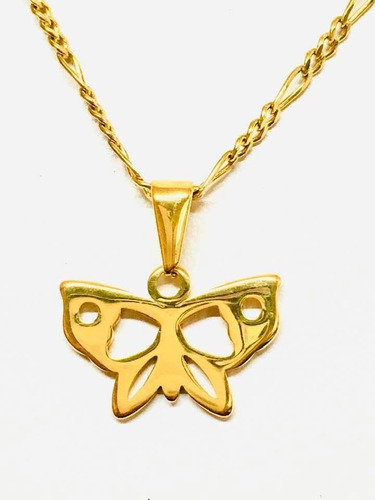 Mariposa Con Cadena 50cm Oro Laminado 14k